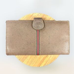 Authentic Gucci Sherry Line Bi-Fold Long Leather Wallet